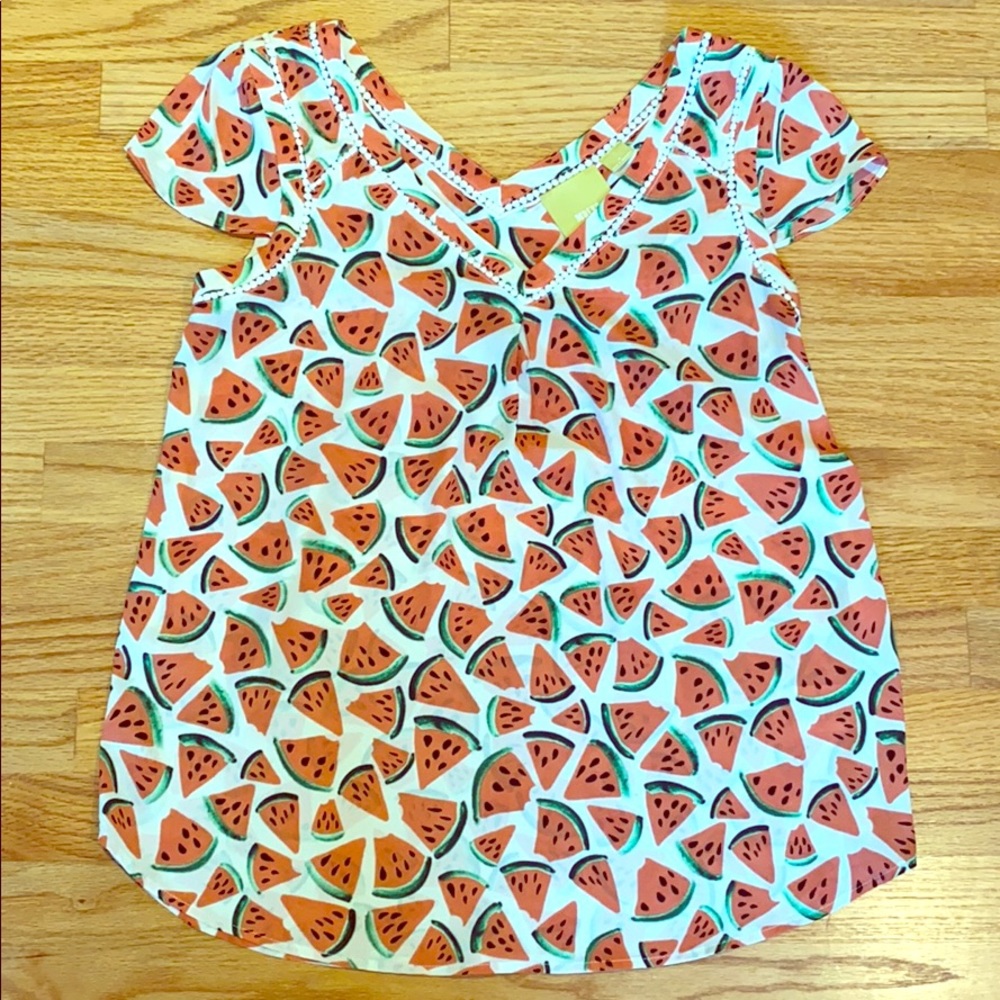 Anthropologie Maeve watermelon print blouse top